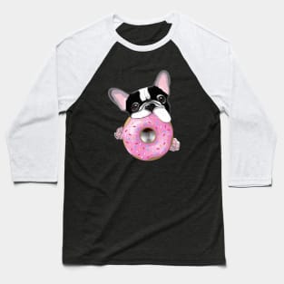 French bulldog lovers, sweet frenchie black and white with pink donuts Baseball T-Shirt